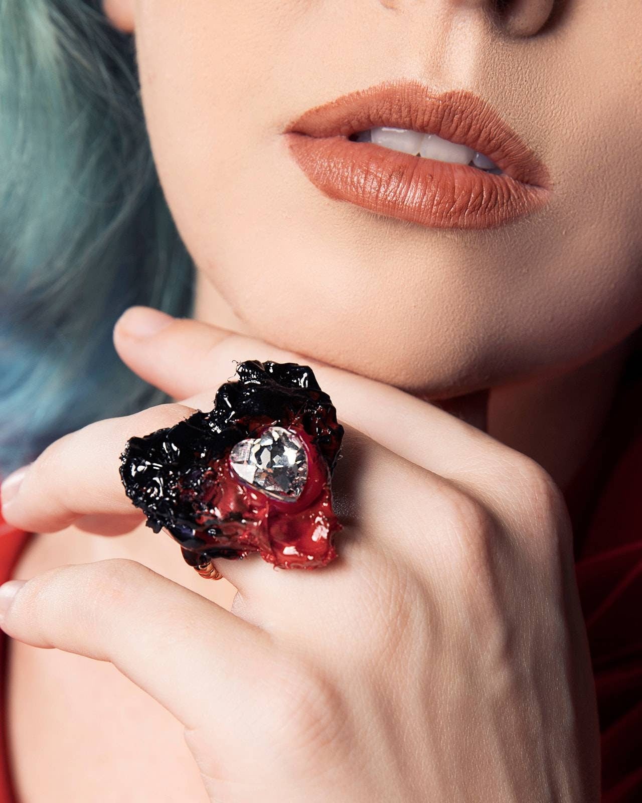 Futuristic Sustainable Statement Ring "Vivien" Mother's Day Gift Unique Eco Upcycled RARE Modern Ring Luxury Avant-garde Dark Feminine