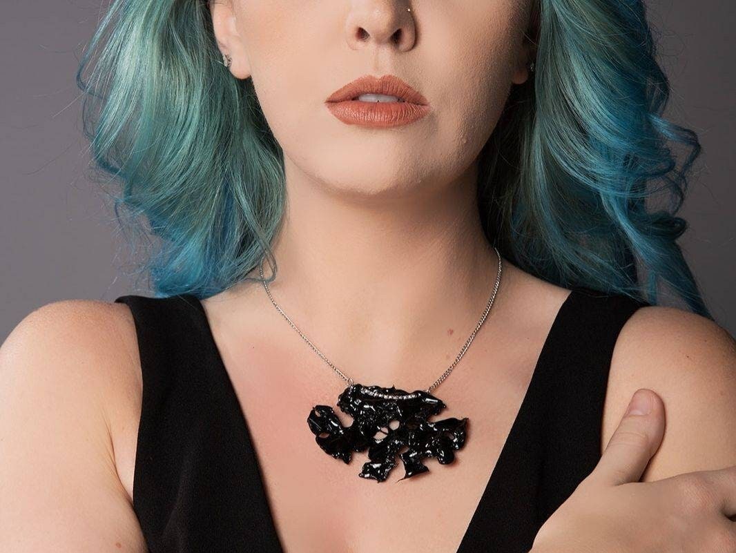 S925 Sustainable Statement Necklace Chloé Handmade Valentines Day Gift Classy Mystical Unique Upcycled RARE Modern Gothic Avant-garde Grunge