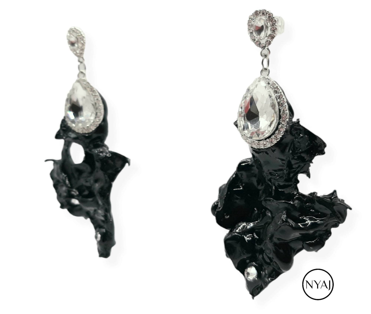 Sustainable Statement Earrings CHRISTINE Handmade Mothers Day Gift Classy Unique Upcycled RARE Modern Gothic Avant-garde Dark Feminine