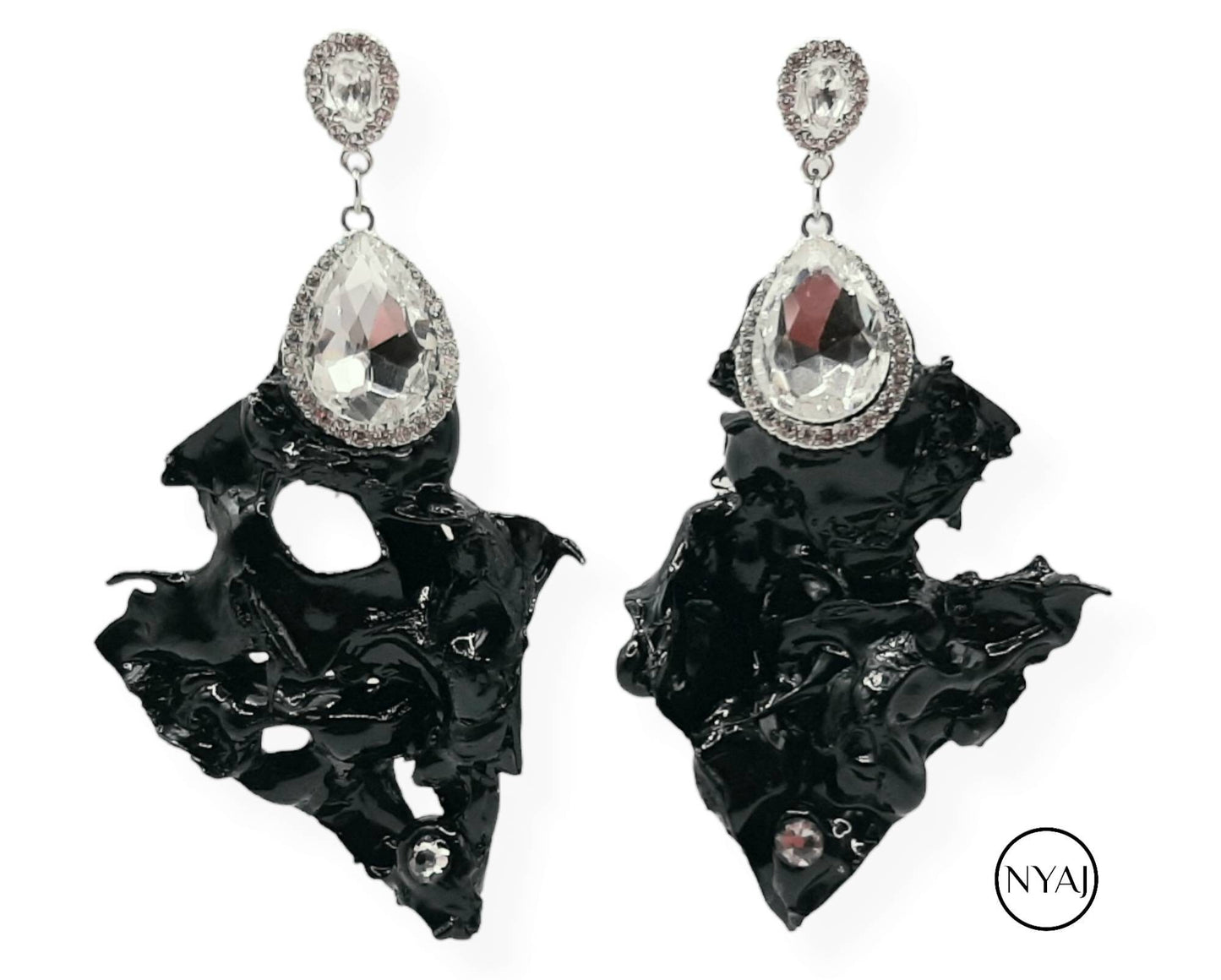 Sustainable Statement Earrings CHRISTINE Handmade Mothers Day Gift Classy Unique Upcycled RARE Modern Gothic Avant-garde Dark Feminine