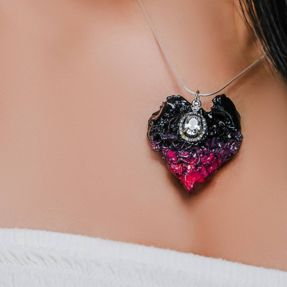S925 Futuristic Sustainable Statement Pendant "Rose" Handmade Valentine's Day gift for her Mystical Unique Eco RARE Goth Grunge Extravagant