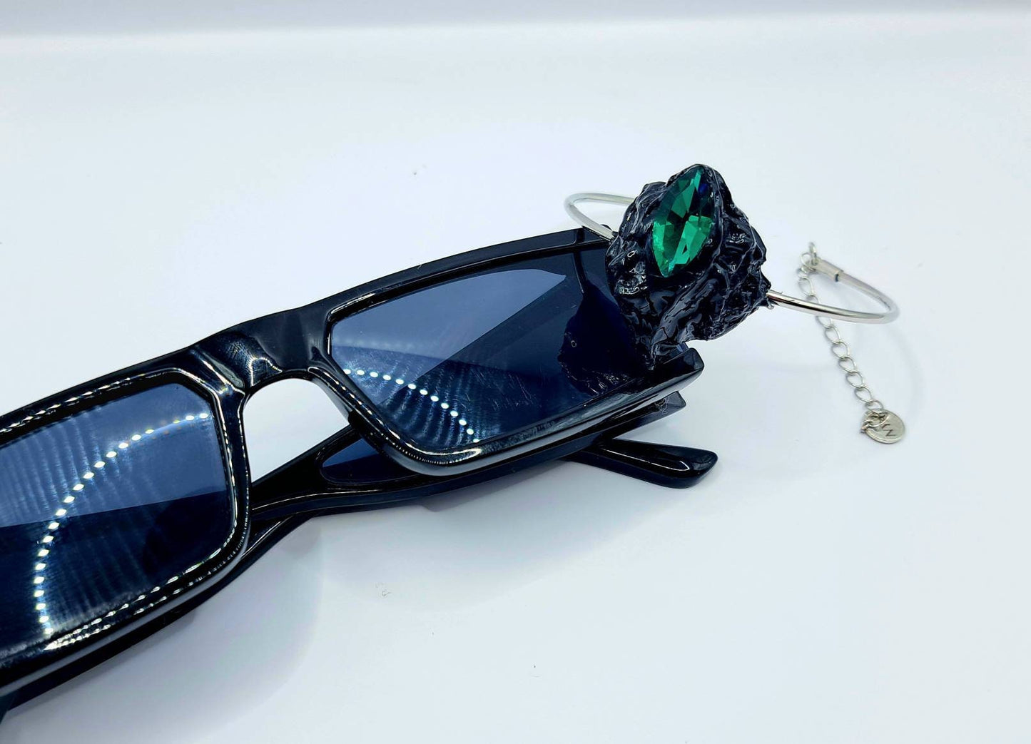 EMERALD Futuristic Sustainable Statement Bracelet Handmade Mother's Day Gift Classy Unique Upcycled Gothic Avant-garde Dark Feminine